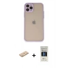 MARSİLYAN™- iPhone 11 Pro Kılıf Ahenk Çizgi Serisi - Siyah 5D Hayalet Cam Ekran Koruyucu + Renkli Kamera Lens Koruma Cam - PE