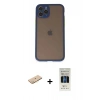 MARSİLYAN™- iPhone 11 Pro Kılıf Ahenk Çizgi Serisi - Siyah 5D Hayalet Cam Ekran Koruyucu + Renkli Kamera Lens Koruma Cam - PE
