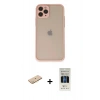 MARSİLYAN™- iPhone 11 Pro Kılıf Ahenk Çizgi Serisi - Siyah 5D Hayalet Cam Ekran Koruyucu + Renkli Kamera Lens Koruma Cam - PE