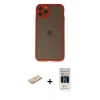 MARSİLYAN™- iPhone 11 Pro Kılıf Ahenk Çizgi Serisi - Siyah 5D Hayalet Cam Ekran Koruyucu + Renkli Kamera Lens Koruma Cam - PE