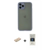 MARSİLYAN™- iPhone 11 Pro Kılıf Ahenk Çizgi Serisi - Siyah 5D Hayalet Cam Ekran Koruyucu + Renkli Kamera Lens Koruma Cam - PE