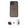 MARSİLYAN™- iPhone 11 Pro Kılıf Ahenk Çizgi Serisi - Siyah 6D Mat Seramik Hayalet Nano Ekran Koruyucu + Kamera Lens Koruma Cam - SF