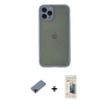 MARSİLYAN™- iPhone 11 Pro Kılıf Ahenk Çizgi Serisi - Siyah 6D Mat Seramik Hayalet Nano Ekran Koruyucu + Metal Kamera Lens Koruma Cam - KI