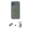 MARSİLYAN™- iPhone 11 Pro Kılıf Ahenk Çizgi Serisi - Siyah 6D Mat Seramik Hayalet Nano Ekran Koruyucu + Mavi Shine Kamera Lens Koruma Cam