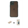 MARSİLYAN™- iPhone 11 Pro Kılıf Ahenk Çizgi Serisi - Siyah 6D Mat Seramik Hayalet Nano Ekran Koruyucu + Renkli Kamera Lens Koruma Cam - PE