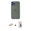 MARSİLYAN™- iPhone 11 Pro Kılıf Ahenk Çizgi Serisi - Siyah 6D Mat Seramik Hayalet Nano Ekran Koruyucu + Renkli Kamera Lens Koruma Cam - PE