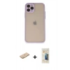MARSİLYAN™- iPhone 11 Pro Kılıf Ahenk Çizgi Serisi - Siyah 6D Mat Seramik Hayalet Nano Ekran Koruyucu + Renkli Kamera Lens Koruma Cam - PE