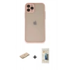 MARSİLYAN™- iPhone 11 Pro Kılıf Ahenk Çizgi Serisi - Siyah 6D Mat Seramik Hayalet Nano Ekran Koruyucu + Renkli Kamera Lens Koruma Cam - PE