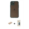 MARSİLYAN™- iPhone 11 Pro Kılıf Ahenk Çizgi Serisi - Siyah 6D Mat Seramik Hayalet Nano Ekran Koruyucu + Renkli Kamera Lens Koruma Cam - TU