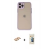 MARSİLYAN™- iPhone 11 Pro Kılıf Ahenk Çizgi Serisi - Siyah 6D Mat Seramik Hayalet Nano Ekran Koruyucu + Renkli Kamera Lens Koruma Cam - TU
