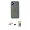 MARSİLYAN™- iPhone 11 Pro Kılıf Ahenk Çizgi Serisi - Siyah 6D Mat Seramik Hayalet Nano Ekran Koruyucu + Renkli Kamera Lens Koruma Cam - TU