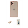 MARSİLYAN™- iPhone 11 Pro Kılıf Ahenk Çizgi Serisi - Siyah 6D Mat Seramik Hayalet Nano Ekran Koruyucu + Renkli Kamera Lens Koruma Cam - TU