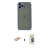MARSİLYAN™- iPhone 11 Pro Kılıf Ahenk Çizgi Serisi - Siyah 6D Mat Seramik Hayalet Nano Ekran Koruyucu + Renkli Kamera Lens Koruma Cam - YL