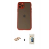 MARSİLYAN™- iPhone 11 Pro Kılıf Ahenk Çizgi Serisi - Siyah 6D Mat Seramik Hayalet Nano Ekran Koruyucu + Renkli Kamera Lens Koruma Cam - TU