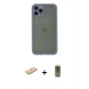 MARSİLYAN™- iPhone 11 Pro Kılıf Ahenk Çizgi Serisi - Siyah Joko Magic 5D Hayalet Cam + Mavi Renkli Kamera Lens Koruma Cam