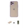 MARSİLYAN™- iPhone 11 Pro Kılıf Ahenk Çizgi Serisi - Siyah Joko Magic 5D Hayalet Cam + Mavi Renkli Kamera Lens Koruma Cam
