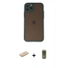 MARSİLYAN™- iPhone 11 Pro Kılıf Ahenk Çizgi Serisi - Siyah Joko Magic 5D Hayalet Cam + Mavi Renkli Kamera Lens Koruma Cam