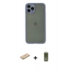 MARSİLYAN™- iPhone 11 Pro Kılıf Ahenk Çizgi Serisi - Siyah Joko Magic 5D Hayalet Cam + Pembe Renkli Kamera Lens Koruma Cam
