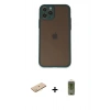 MARSİLYAN™- iPhone 11 Pro Kılıf Ahenk Çizgi Serisi - Siyah Joko Magic 5D Hayalet Cam + Pembe Renkli Kamera Lens Koruma Cam