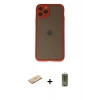 MARSİLYAN™- iPhone 11 Pro Kılıf Ahenk Çizgi Serisi - Siyah Joko Magic 5D Hayalet Cam + Pembe Renkli Kamera Lens Koruma Cam