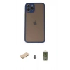 MARSİLYAN™- iPhone 11 Pro Kılıf Ahenk Çizgi Serisi - Siyah Joko Magic 5D Hayalet Cam + Pembe Renkli Kamera Lens Koruma Cam
