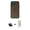 MARSİLYAN™- iPhone 11 Pro Kılıf Ahenk Çizgi Serisi - Siyah Mat Seramik Nano Ekran Koruyucu + Kamera Lens Koruma Cam - SF