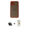 MARSİLYAN™- iPhone 11 Pro Kılıf Ahenk Çizgi Serisi - Siyah Mat Seramik Nano Ekran Koruyucu + Kamera Lens Koruma Cam - SF