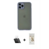 MARSİLYAN™- iPhone 11 Pro Kılıf Ahenk Çizgi Serisi - Siyah Mat Seramik Nano Ekran Koruyucu + Kamera Lens Koruma Cam - SF