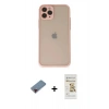 MARSİLYAN™- iPhone 11 Pro Kılıf Ahenk Çizgi Serisi - Siyah Mat Seramik Nano Ekran Koruyucu + Metal Kamera Lens Koruma Cam - KI