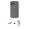 MARSİLYAN™- iPhone 11 Pro Kılıf Ahenk Çizgi Serisi - Siyah Mat Seramik Nano Ekran Koruyucu + Renkli Kamera Lens Koruma Cam - PE