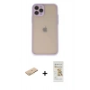 MARSİLYAN™- iPhone 11 Pro Kılıf Ahenk Çizgi Serisi - Siyah Mat Seramik Nano Ekran Koruyucu + Renkli Kamera Lens Koruma Cam - PE