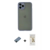 MARSİLYAN™- iPhone 11 Pro Kılıf Ahenk Çizgi Serisi - Siyah Mat Seramik Nano Ekran Koruyucu + Shine Kamera Lens Koruma Cam - SH