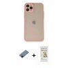 MARSİLYAN™- iPhone 11 Pro Kılıf Ahenk Çizgi Serisi - Siyah Mat Seramik Nano Ekran Koruyucu + Shine Kamera Lens Koruma Cam - SH