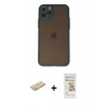 MARSİLYAN™- iPhone 11 Pro Kılıf Ahenk Çizgi Serisi - Siyah Mat Seramik Nano Ekran Koruyucu + Renkli Kamera Lens Koruma Cam - YL