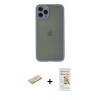 MARSİLYAN™- iPhone 11 Pro Kılıf Ahenk Çizgi Serisi - Siyah Mat Seramik Nano Ekran Koruyucu + Renkli Kamera Lens Koruma Cam - YL