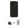MARSİLYAN™- iPhone 11 Pro Kılıf Ahenk Çizgi Serisi - Siyah Polymer Nano Ekran Koruyucu + Kamera Lens Koruma Cam - SF