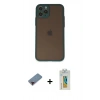 MARSİLYAN™- iPhone 11 Pro Kılıf Ahenk Çizgi Serisi - Siyah Polymer Nano Ekran Koruyucu + Metal Kamera Lens Koruma Cam - KI
