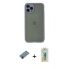MARSİLYAN™- iPhone 11 Pro Kılıf Ahenk Çizgi Serisi - Siyah Polymer Nano Ekran Koruyucu + Metal Kamera Lens Koruma Cam - KI