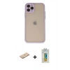 MARSİLYAN™- iPhone 11 Pro Kılıf Ahenk Çizgi Serisi - Siyah Polymer Nano Ekran Koruyucu + Renkli Kamera Lens Koruma Cam - YL