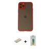 MARSİLYAN™- iPhone 11 Pro Kılıf Ahenk Çizgi Serisi - Siyah Polymer Nano Ekran Koruyucu + Renkli Kamera Lens Koruma Cam - YL
