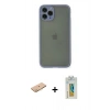 MARSİLYAN™- iPhone 11 Pro Kılıf Ahenk Çizgi Serisi - Siyah Polymer Nano Ekran Koruyucu + Renkli Kamera Lens Koruma Cam - TU