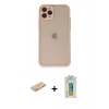 MARSİLYAN™- iPhone 11 Pro Kılıf Ahenk Çizgi Serisi - Siyah Polymer Nano Ekran Koruyucu + Renkli Kamera Lens Koruma Cam - TU