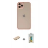 MARSİLYAN™- iPhone 11 Pro Kılıf Ahenk Çizgi Serisi - Siyah Polymer Nano Ekran Koruyucu + Renkli Kamera Lens Koruma Cam - PE