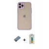 MARSİLYAN™- iPhone 11 Pro Kılıf Ahenk Çizgi Serisi - Siyah Polymer Nano Ekran Koruyucu + Shine Kamera Lens Koruma Cam - GD