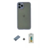 MARSİLYAN™- iPhone 11 Pro Kılıf Ahenk Çizgi Serisi - Siyah Polymer Nano Ekran Koruyucu + Sierra Blue Shine Kamera Lens Koruma Cam