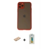 MARSİLYAN™- iPhone 11 Pro Kılıf Ahenk Çizgi Serisi - Siyah Polymer Nano Ekran Koruyucu + Renkli Kamera Lens Koruma Cam - TU