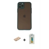 MARSİLYAN™- iPhone 11 Pro Kılıf Ahenk Çizgi Serisi - Siyah Polymer Nano Ekran Koruyucu + Renkli Kamera Lens Koruma Cam - TU