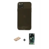 MARSİLYAN™- iPhone 11 Pro Kılıf Ahenk Doku - Şeffaf 360 Full Body Arka Koruyucu + Renkli Kamera Lens Koruma Cam - TU