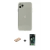 MARSİLYAN™- iPhone 11 Pro Kılıf Ahenk Doku - Şeffaf 360 Full Body Arka Koruyucu + Renkli Kamera Lens Koruma Cam - TU