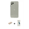 MARSİLYAN™- iPhone 11 Pro Kılıf Ahenk Doku - Şeffaf Pasifik Cam Ekran Koruyucu + Renkli Kamera Lens Koruma Cam - MI